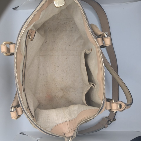 💢 Pristine💢 Gucci Beige And Brown Boston Canvas Stripe Satchel - Picture 6 of 9